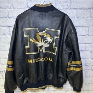 58 Sports Mizzou Missouri Tigers Vintage NFL Leather Bomber Jacket Coat XL